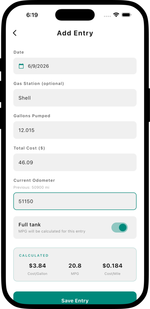 GasLog Entry