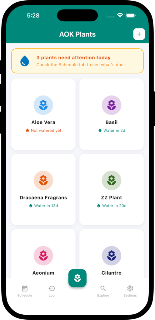 AOK Plants app screenshot